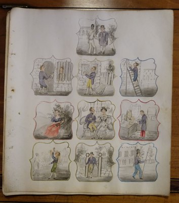 Lot 512 - Trades & Pastimes. A collection of leaves with hand-drawn illustrations, circa 1832