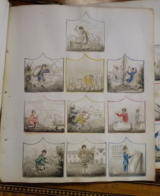Lot 512 - Trades & Pastimes. A collection of leaves with hand-drawn illustrations, circa 1832