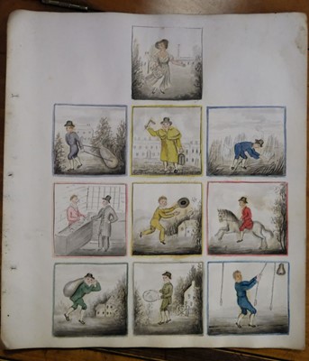 Lot 512 - Trades & Pastimes. A collection of leaves with hand-drawn illustrations, circa 1832