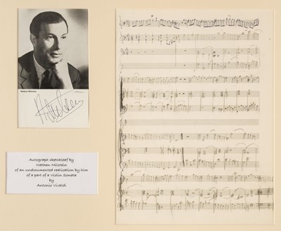 Lot 583 - Milstein (Nathan, 1903-1992). An unpublished and undocumented autograph working sketch-leaf