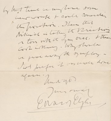 Lot 564 - Elgar (Edward, 1857-1934). Autograph letter signed