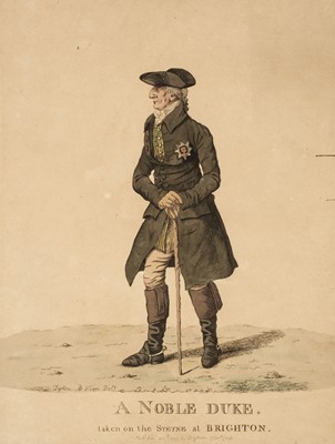 Lot 114 - Dighton (Robert). A collection of eight caricatures mostly relating to Brighton, 1801