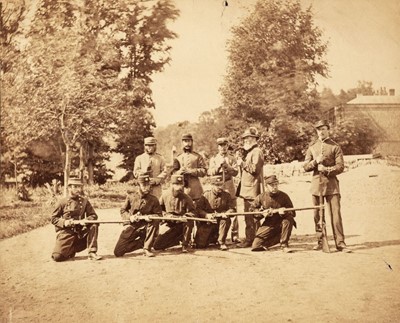 Lot 3 - American Civil War. Two albumen print photographs of Union Army soldiers, c.1861-5