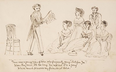 Lot 454 - Manuscript. An illustrated book of limericks, circa 1865