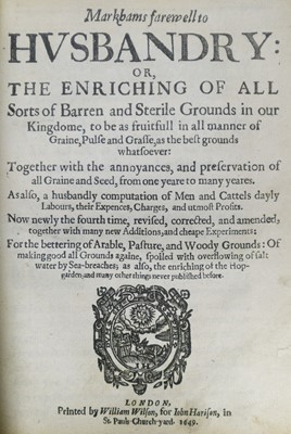 Lot 49 - Markham (Gervase). Markhams farewell to Husbandry, 1649