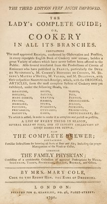 Lot 357 - Cole (Mary). The Lady's Complete Guide, 3rd edition, 1791