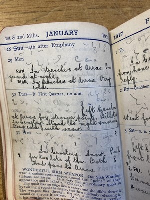 Lot 324 - World War I Diary. Diary of Arras casualty Private A. R. Hopgood, 1917