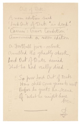Lot 599 - Sassoon (Siegfried, 1886-1967).