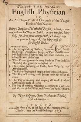 Lot 311 - Culpeper (Nicholas). The English Physitian, 1652