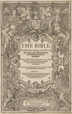 Lot 79 - Bible [English]. The Bible. Translated according to the Ebrew and Greeke, 1578