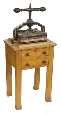 Lot 479 - Book press. A cast iron book press/copy press