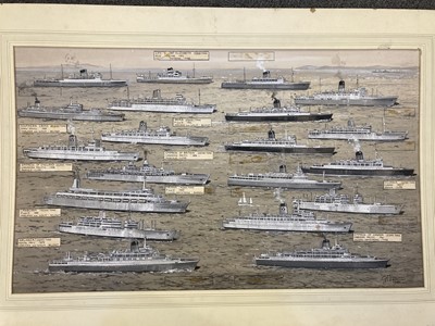 Lot 303 - Davis (G. H. 1881 - 1963). Cross-sectional drawing of a liner, 1954