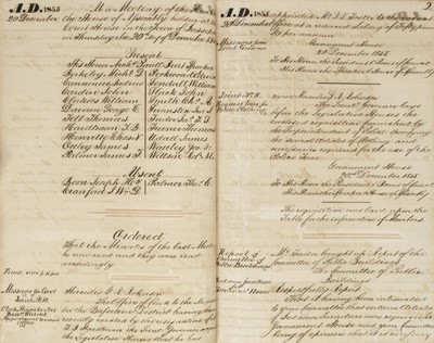 Lot 84 - West Indies. Manuscript minute book of the St Kitts house of assembly, 1855-60, & related items