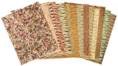 Lot 513 - Marbled paper. 34 sheets of assorted Cockerell marbled paper, 1970s