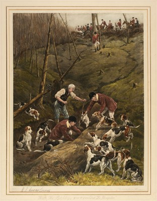 Lot 164 - Wallace Hester (Robert). With the Pytchley - gone to ground at the Hemploe, 1897