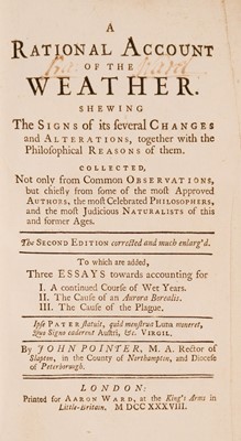 Lot 107 - Pointer (John). A Rational Account of the Weather, 2nd edition, 1738