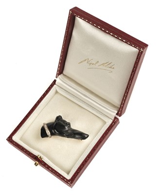 Lot 70 - Brooch. Nigel Milne greyhound brooch set with diamonds