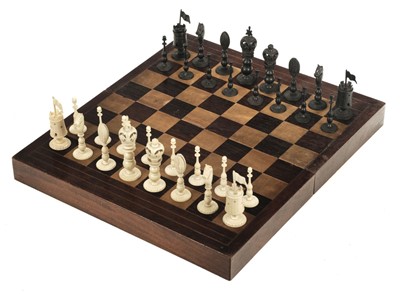 Lot 107 - Chess. 19th century ebony and ivory chess set
