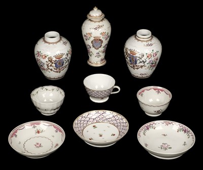 Lot 137 - Ceramics.  A pair of Samson of Paris armorial vases and other items