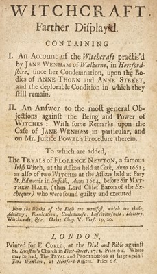 Lot 126 - Bragge (Francis). Witchcraft Farther Display'd, 1712