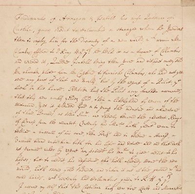 Lot 83 - West Indies. Manuscript application for funds for a voyage to West Indies, late 17th century