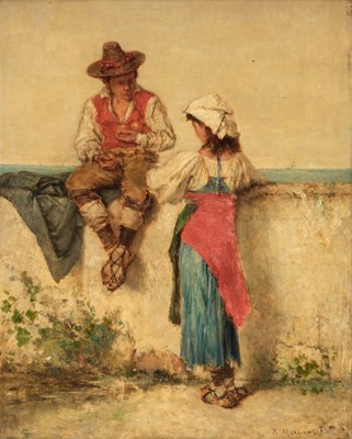 Lot 222 - Merino (Ignacio, 1817-1876). Italian Courtship, oil on panel