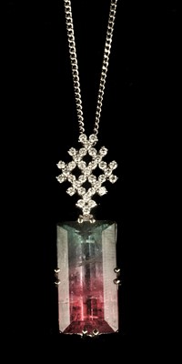 Lot 66 - Pendant. Natural bicolour Tourmaline pendant