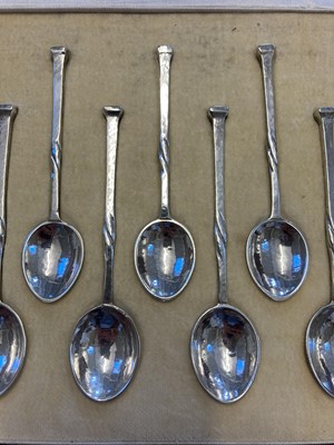 Lot 38 - Omar Ramsden. Cased silver tea and coffee spoons