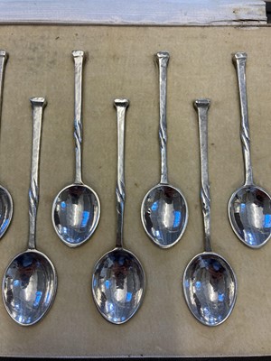 Lot 38 - Omar Ramsden. Cased silver tea and coffee spoons