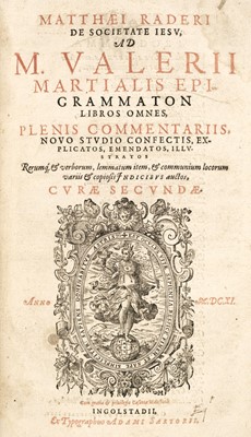 Lot 86 - Rader (Matthäus). Ad Epigrammaton libros omnes, plenis commentariis, 2nd edition, 1611