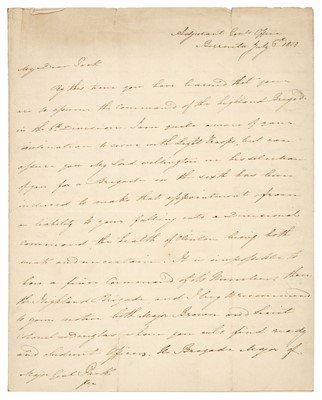 Lot 225 - Pakenham (Edward, 1778-1815). Autograph letter signed to Denis Pack, 1813