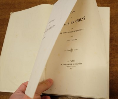 Lot 11 - Estourmel (Joseph d'). Journal d'un voyage en orient, 1st edition, 1844