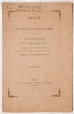 Lot 171 - Bert (Paul). Revue des travaux d'anatomie et de physiologie..., 1865
