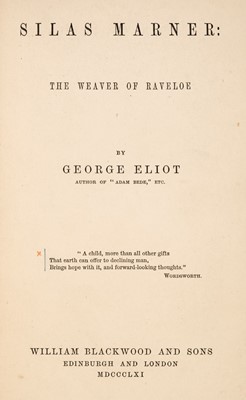 Lot 322 - Eliot (George, i.e. Mary Ann Evans). Silas Marner, 1st edition, 1861