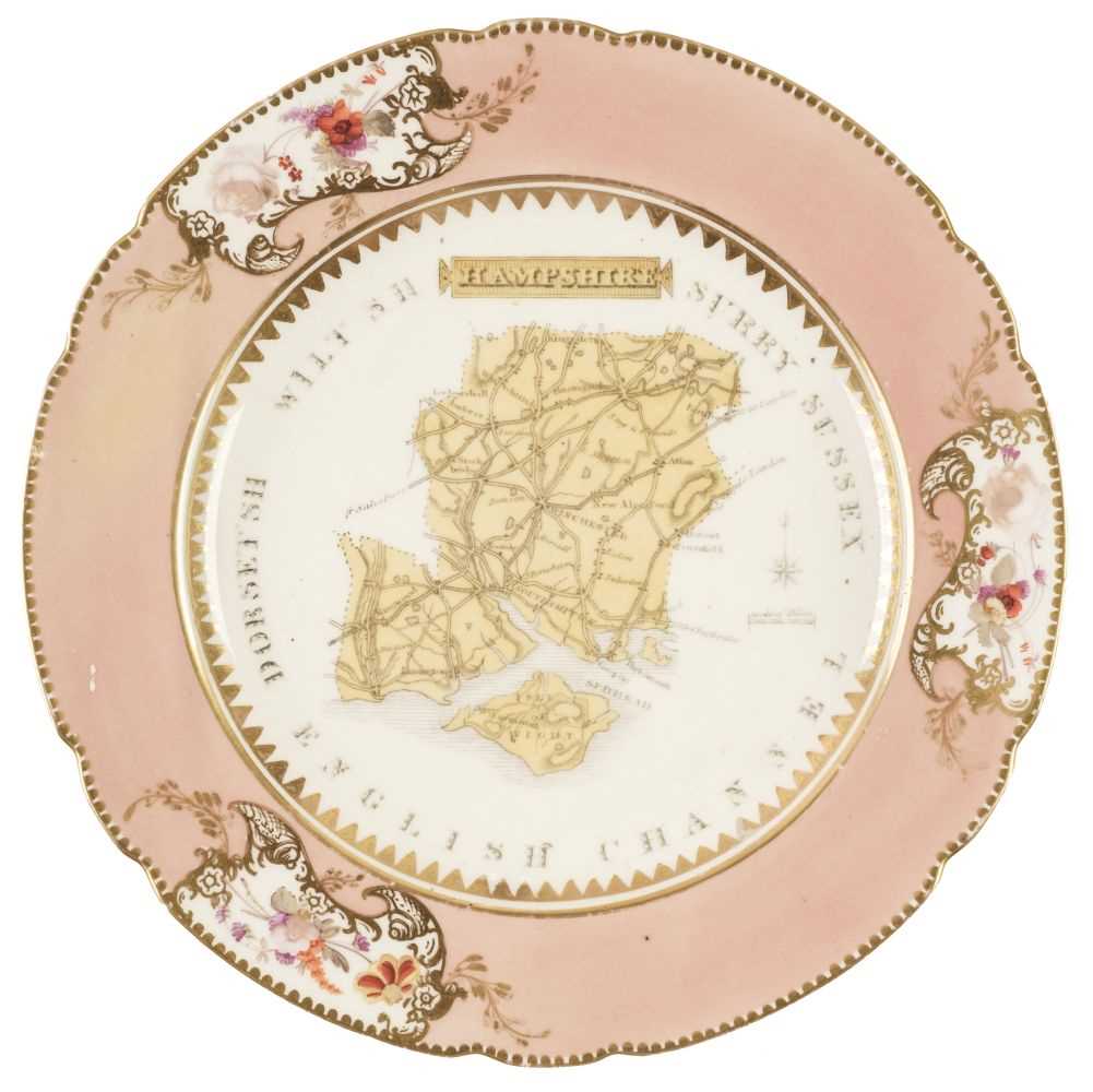 Lot 61 - Hampshire. Porcelain plate, possibly Coalport, circa 1880