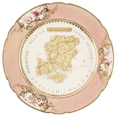 Lot 485 - Hampshire. Porcelain plate, possibly Coalport, circa 1880