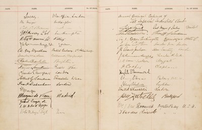 Lot 171 - Visitors' Book. South Western Hotel, Southampton. A visitors' book, circa 1899-1912