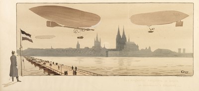 Lot 562 - Montaut (Gamy/Marguerite). Les Dirigeables Parceval et Gross en Manoeuvre..., 1909
