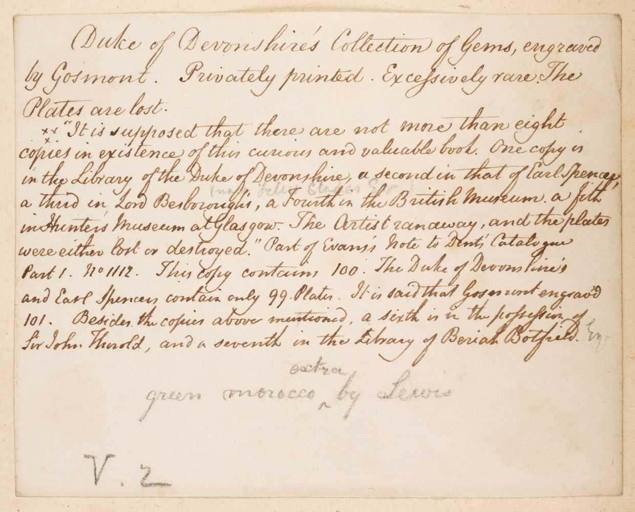 Lot 174 - Devonshire Gems. Duke of Devonshire's Collection of Gems, privately printed, circa 1790