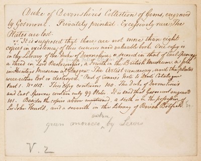 Lot 174 - Devonshire Gems. Duke of Devonshire's Collection of Gems, privately printed, circa 1790