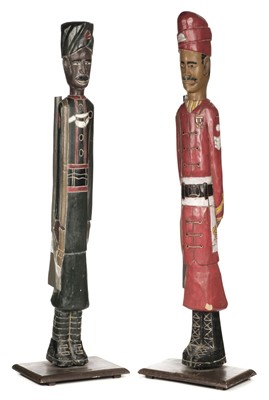 Lot 375 - Indian Soldier Carved Wood Figures