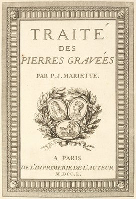 Lot 226 - Mariette (Pierre-Jean). Traité des pierres gravées / Recueil des pierres gravées..., 2 vols., 1750