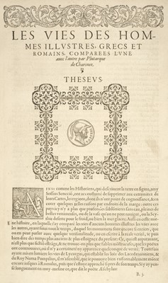 Lot 258 - Plutarch. Les Vies des Hommes Illustres, 1575