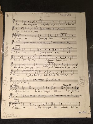 Lot 536 - Jones (Daniel, 1912-1993). Original manuscript score for Under Milk Wood by Dylan Thomas, c. 1953-54