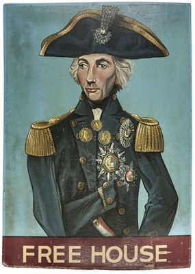 Lot 384 - Pub sign 'Free House' with portrait of Lord Nelson