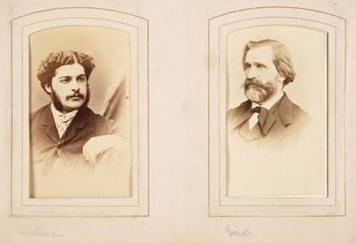 Lot 20 - Cartes de Visite. An album containing 62 window-mounted portraits of performers, circa 1860s-1870s