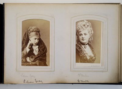 Lot 20 - Cartes de Visite. An album containing 62 window-mounted portraits of performers, circa 1860s-1870s