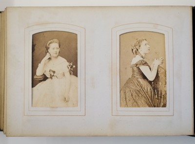 Lot 20 - Cartes de Visite. An album containing 62 window-mounted portraits of performers, circa 1860s-1870s