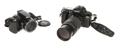 Lot 229 - Canon EOS 1000F camera with Sigma 28-105mm and Canon 75-300mm lenses, etc.