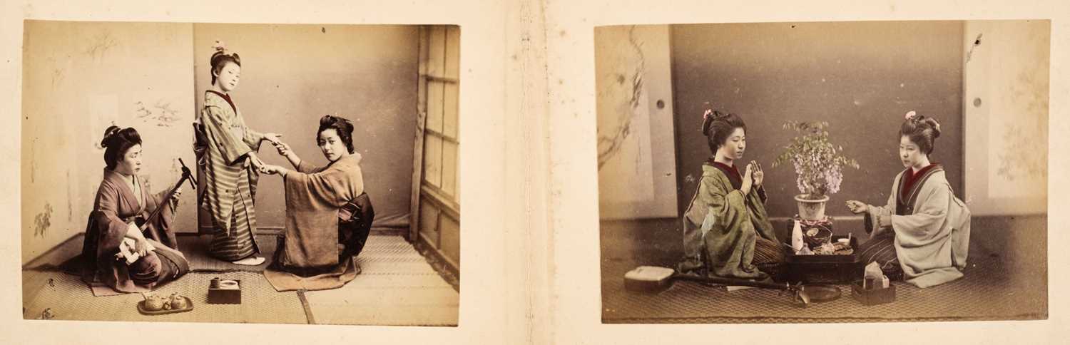 Lot 64 - Japan. A concertina album of 50 colour tinted albumen prints